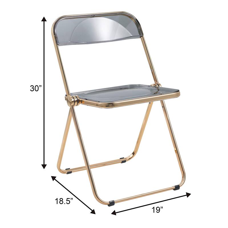 Lawrence Modern Foldable Transparent Acrylic Folding Dining Chair with Accent Gold Chrome Frame for Home Living and Dining Room