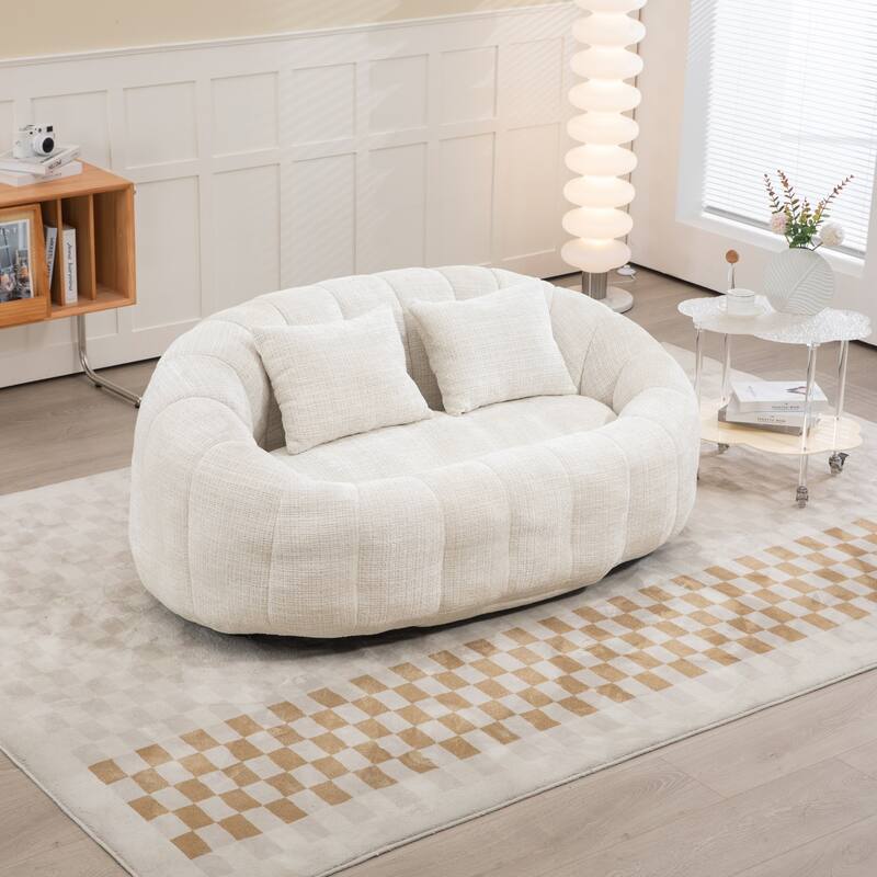 Modern Chenille 2-Seater Bean Bag Chair with 2 Pillows