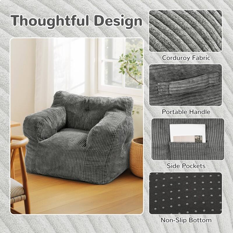 Pamapic Bean Bag Chair, Soft Corduroy Lazy Large Bean Bag Couch
