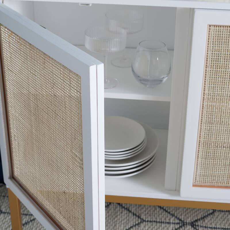SAFAVIEH Tabetha 2-Shelf Rattan Sideboard - 54 In. W x 15 In. D x 33 In. H - 54Wx15Dx33H