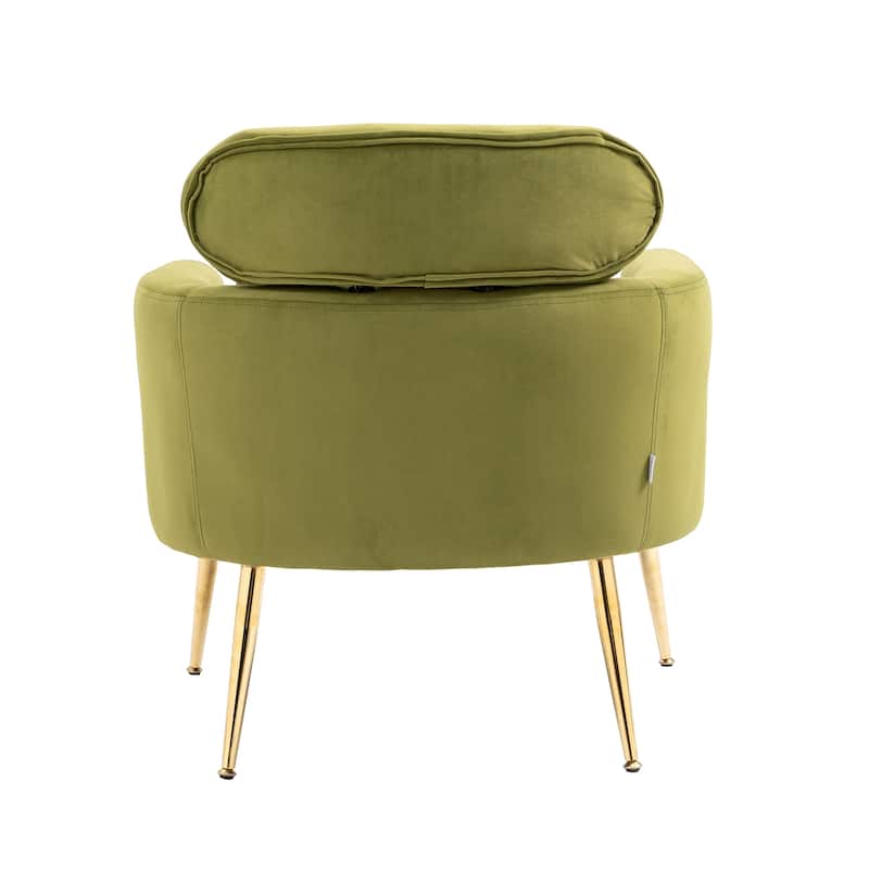 Velvet Upholstered Accent Chair With A Pillow
