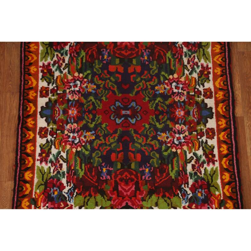 Hand Knotted Oriental 100% Wool Carpet Traditional Floral Beige & Ivories Bakhtiari Area Rug - 4' 11'' X 3' 5''