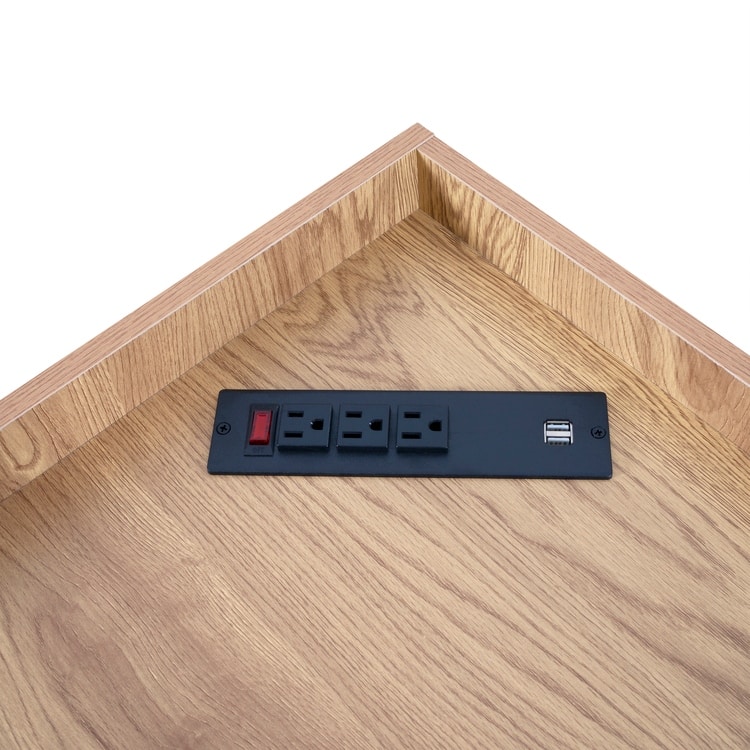 Corner Cabinet with USB Ports and Outlets Corner Cube Storage for Small Space Wooden Storage Cabinet