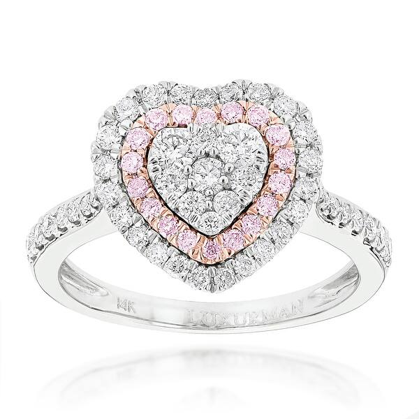 Luxurman 14k White Gold 1ct Tdw Pink Diamond Heart Ring Overstock