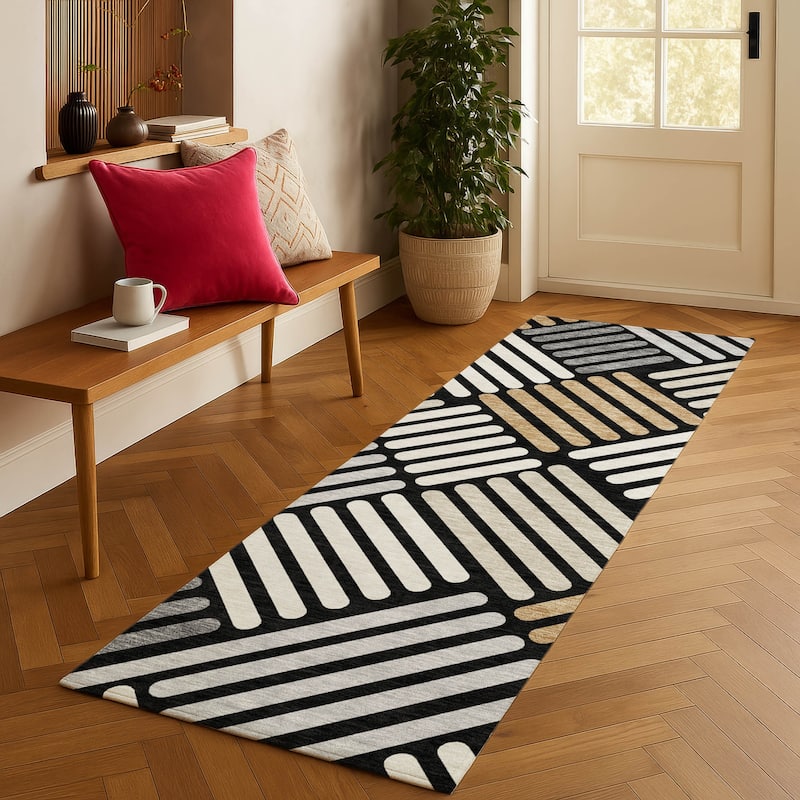Machine Washable Indoor/ Outdoor Modern Weave Chantille Rug