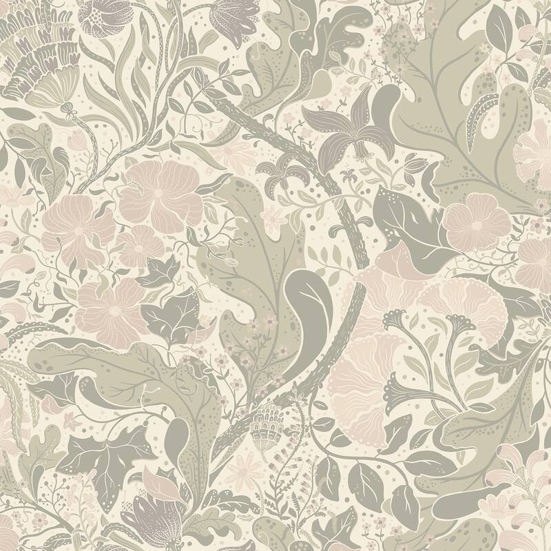 A-Street Prints Elise Light Grey Nouveau Gardens Wallpaper