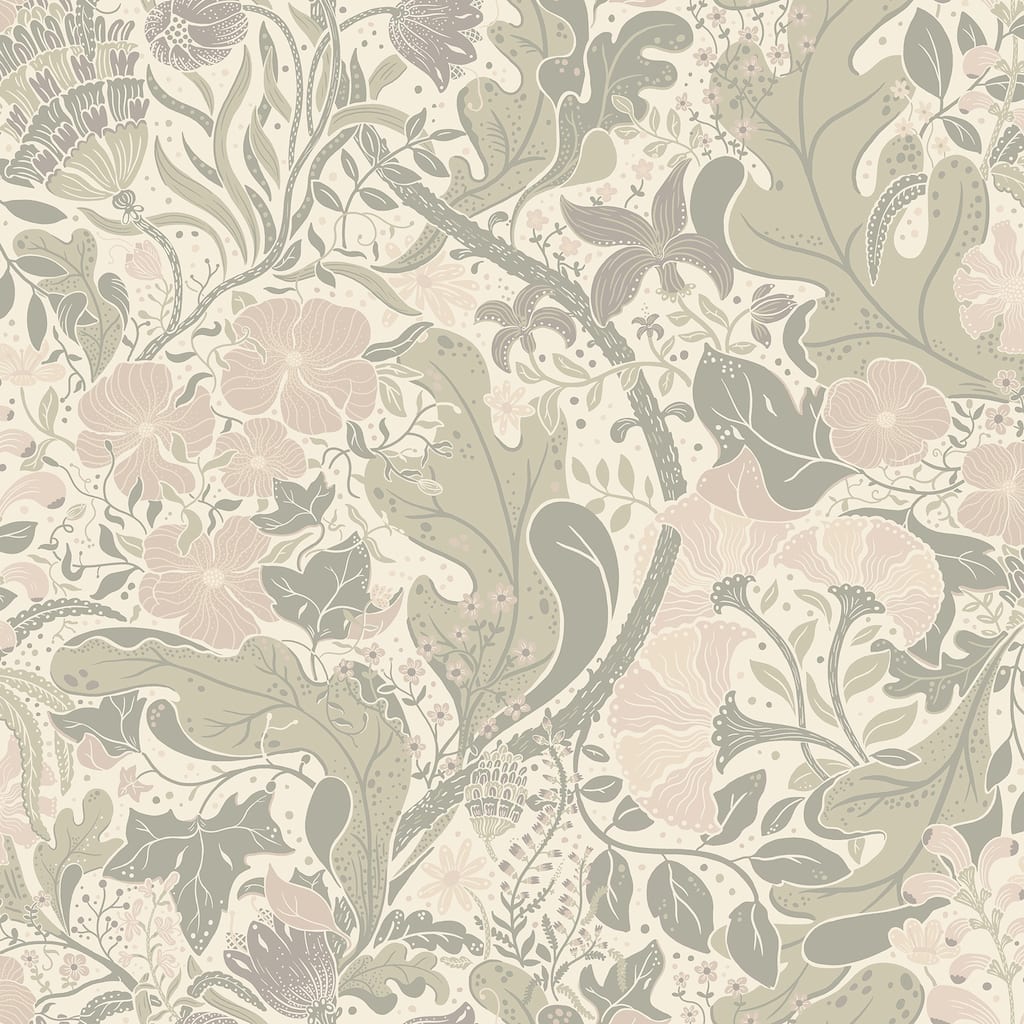 A-Street Prints Elise Light Grey Nouveau Gardens Wallpaper