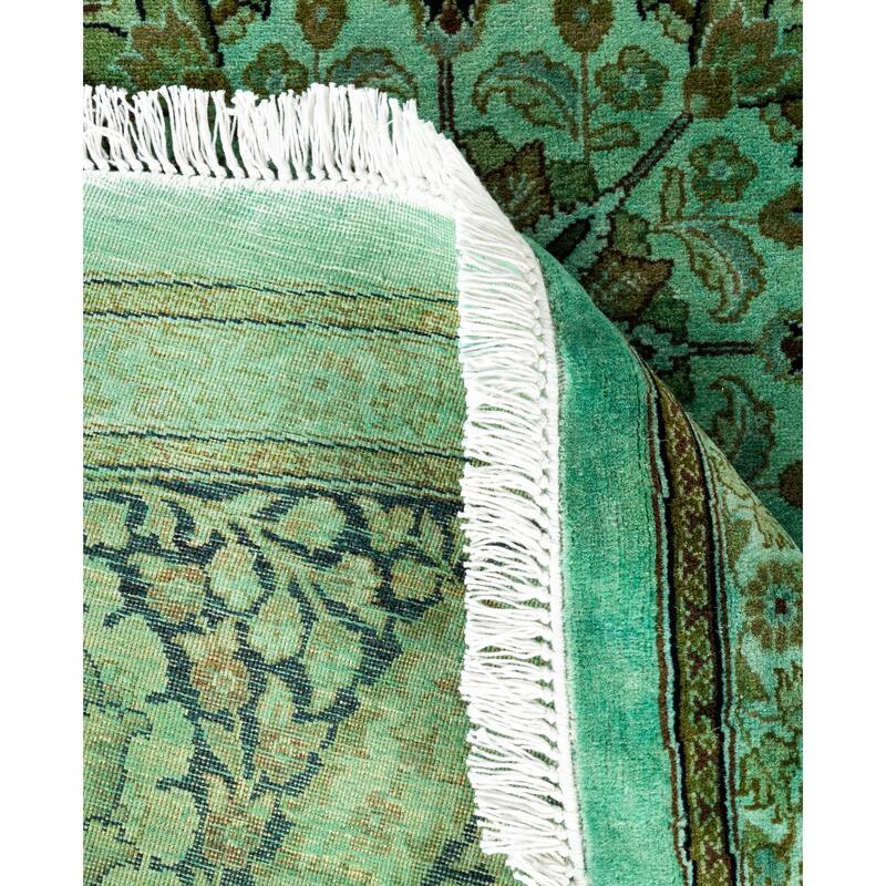 Overdyed One-of-a-Kind Hand-Knotted Area Rug - Green - 9' 1" x 9' 1"