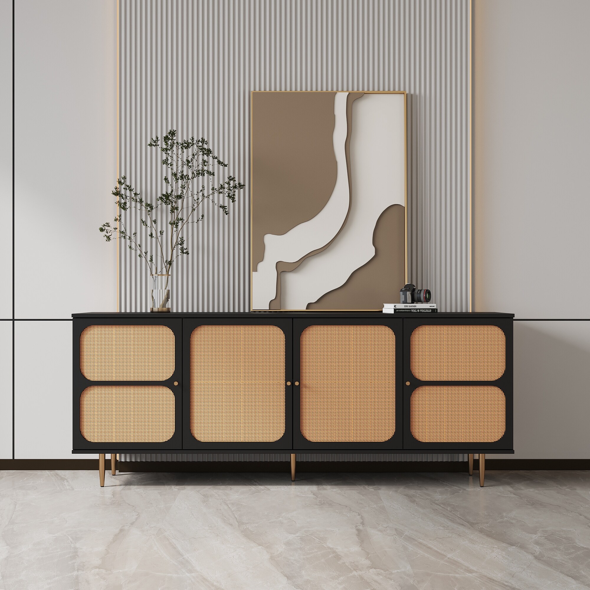 Black rattan buffet deals
