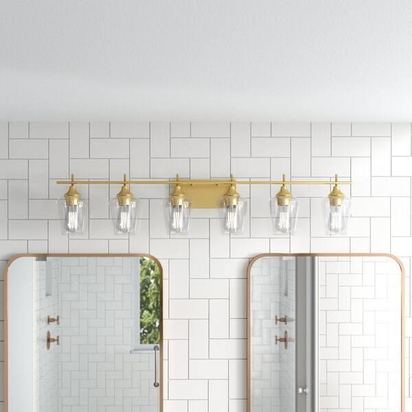 slide 2 of 15, Acroma 6 - Light Bathroom Vanity Light - N/A Satin Brass