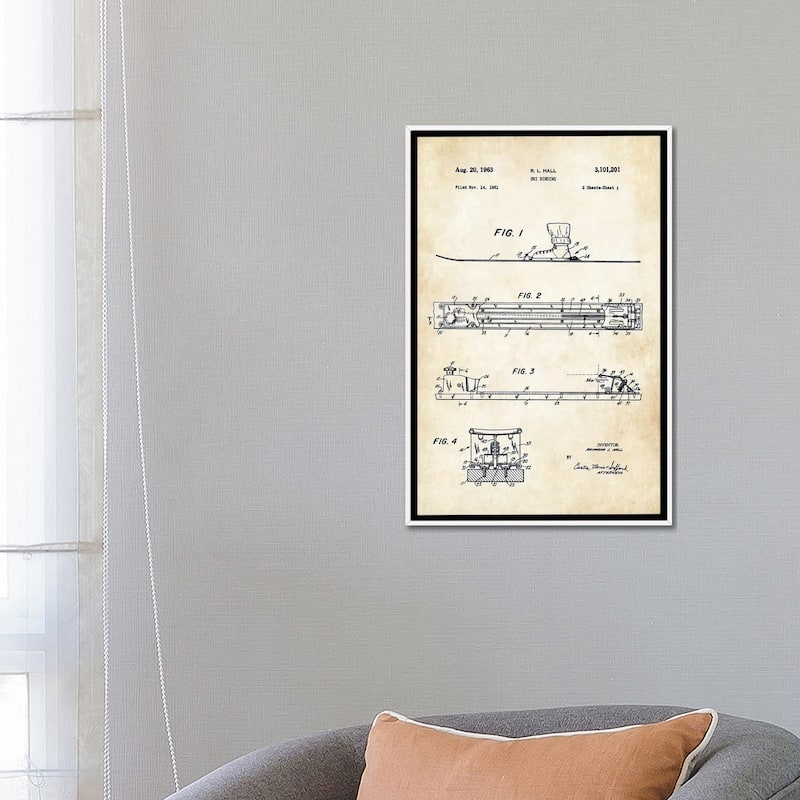 iCanvas "Ski Binding" by Patent77 Framed Canvas Print