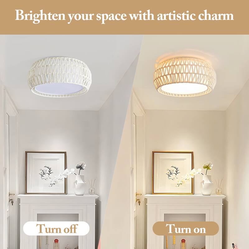 MLiAN 15.7" 3-Light Indoor Rope Flush Mount Ceiling Light