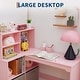 preview thumbnail 12 of 12, Kids Corner Desk and Chair Set – Study Table with Bookshelf, Cloth Drawer, and Bulletin Board, MDF Wood, for Ages 3–8
