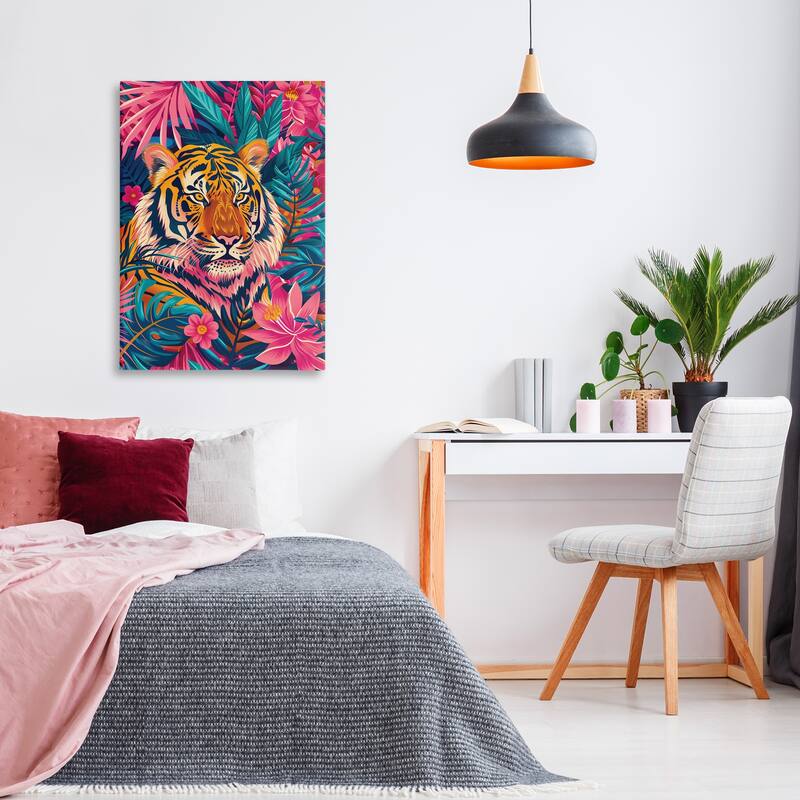 Stupell Tropical Tiger Among Leaves Canvas Wall Art Design By LSR Design Studio