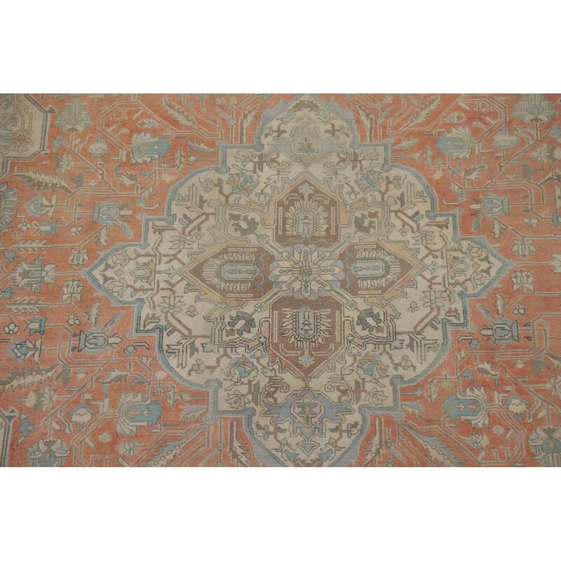 Hand Knotted Oriental 100% Wool Carpet Traditional Floral Oranges & Rust Tabriz Area Rug - 11' 1'' X 8' 3''