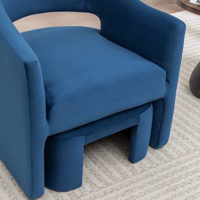 SEYNAR Modern Glam Velvet Accent Armchair Open Back with Ottoman
