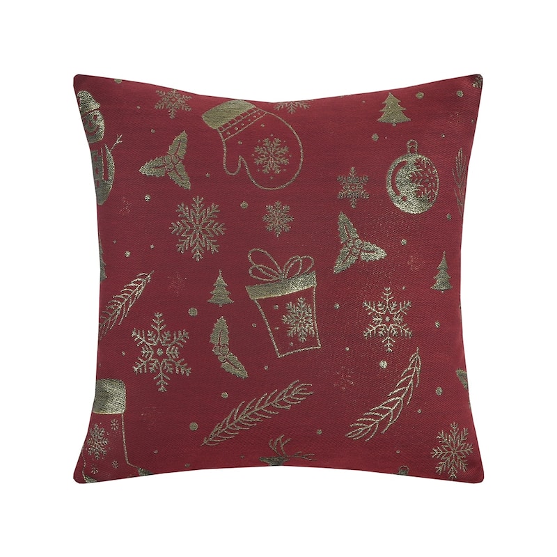 Violet Linen Seasonal Xmas Christmas Holiday Glamours Pattern, 18 Inch x 18 Inch, Square, Decorative Accent Throw Pillow - Snow Ornaments