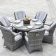 preview thumbnail 22 of 23, Abrihome 7-piece Outdoor Wicker Dining Table Set with 6 Eton Chairs Grey-Round