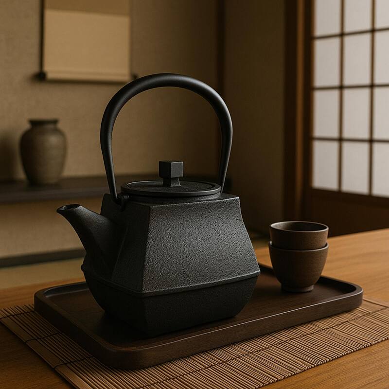 Creative Home 47 oz Cast Iron Tea Pot with Stainless Steel Infuser Basket, Black Color