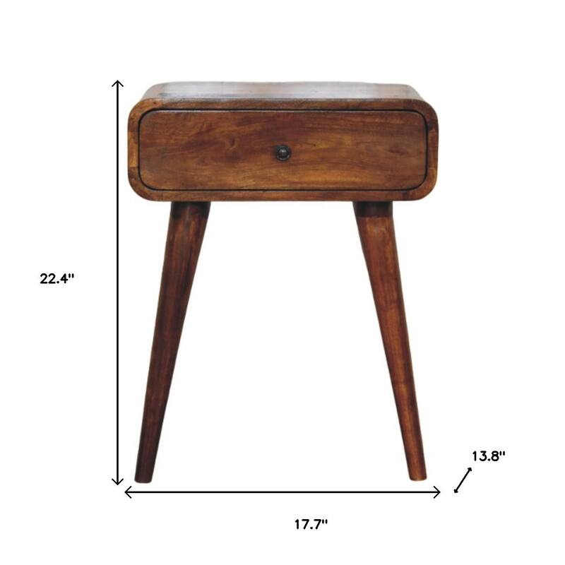 HomeRoots 22" Chestnut Solid Wood One Drawer Nightstand