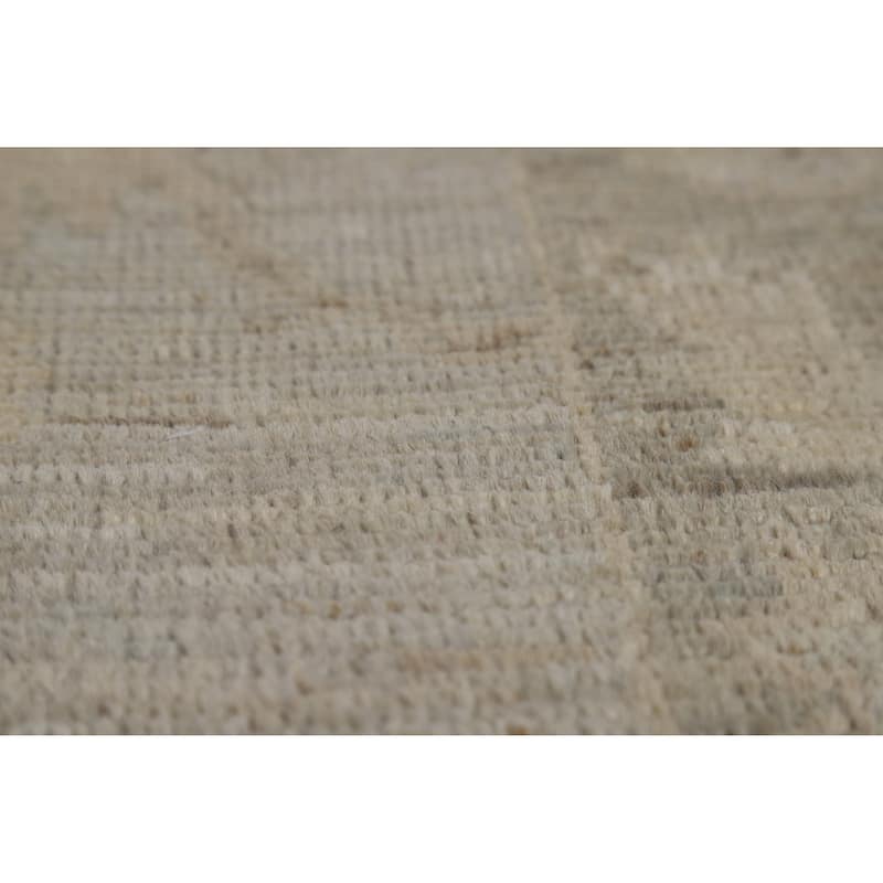 Hand Knotted Oriental 100% Wool Carpet Transitional All-Over Beige & Ivories Oushak Runner Rug - 8' 4'' X 3' 0''