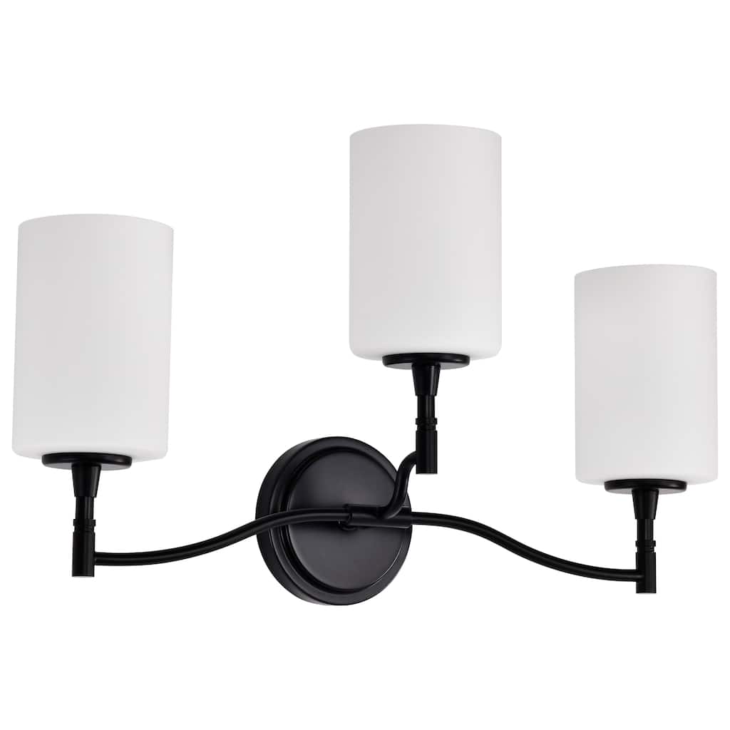 Liam 3 Light Vanity Matte Black White Opal Glass - Matte Black