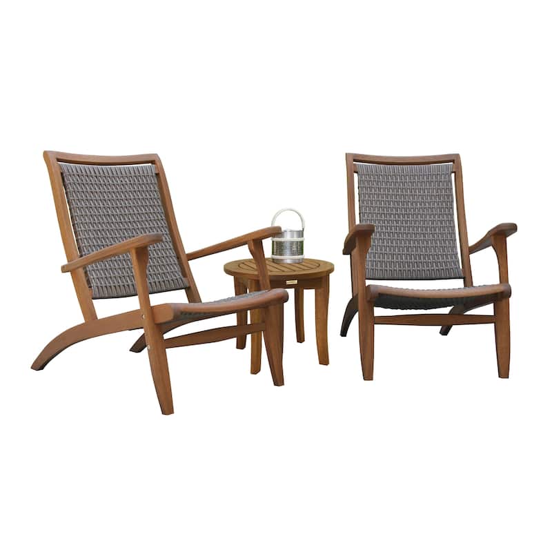 Eilaf 3 pc. Eucalyptus Wicker Lounger Set with Round End Table