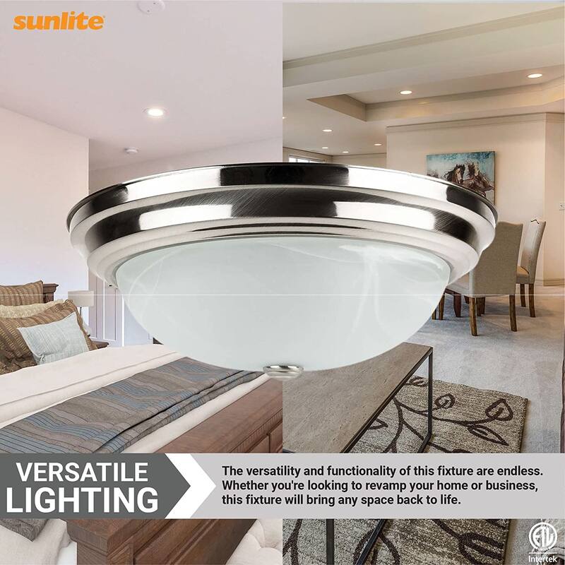 Sunlite 15 in. Brushed Nickel Dome Dimmable Selectable LED CCT Color Tunable 3000K 4000K 5000K Flush Mount Lighting Fixture