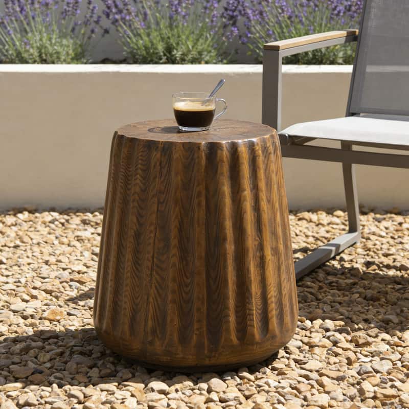 Christopher Knight Home - Redwooda Modern Outdoor MGO Side Table with Tree Stump Design - Brown