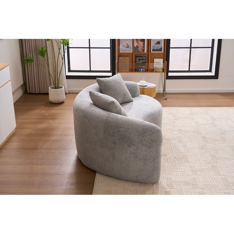 Single S-Curved Chenille Sofa Chair, No Assembly