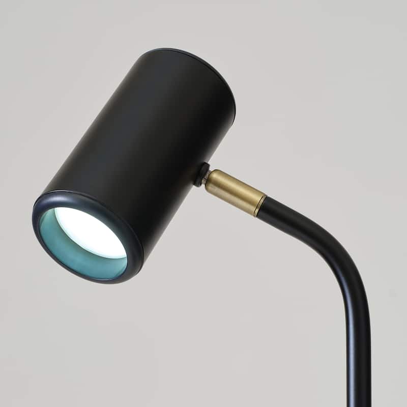 Brightech Ezra 16.5 in. Classic Black Dimmable LED Industrial Desk Lamp with Wireless Charging Pad and Adjustable Lamp Head