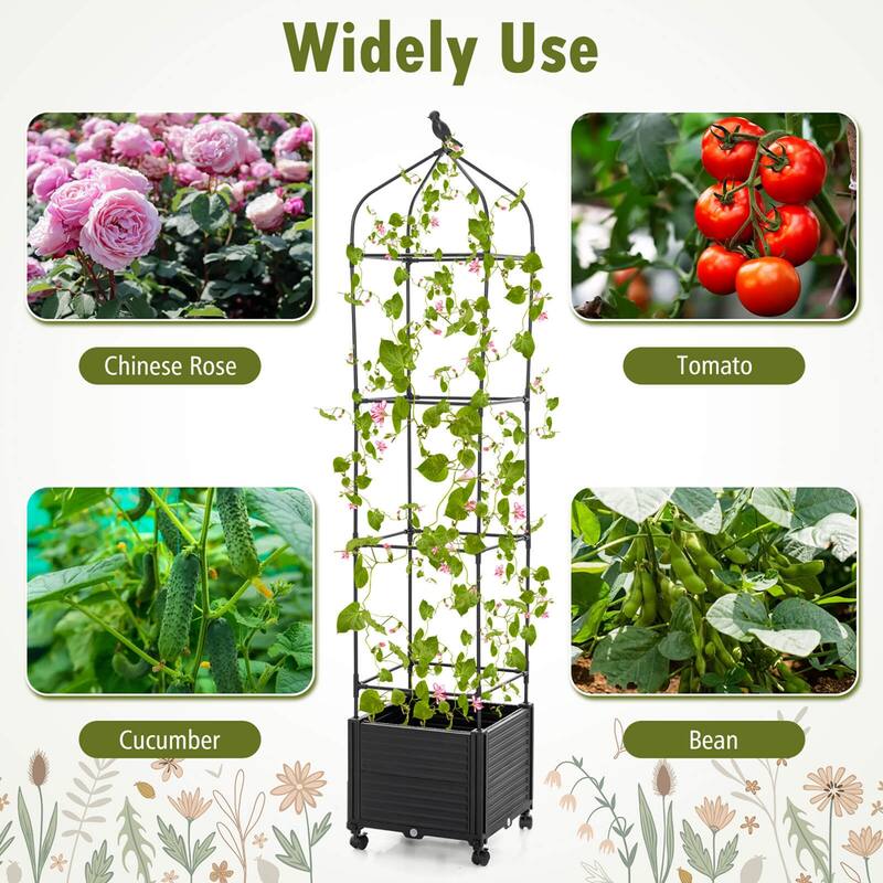 Costway 1/2 PCS Raised Garden Bed Tomato Cage Planter Box with