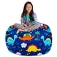 preview thumbnail 128 of 192, Kids' Stuffed Animal Storage Bean Bag Chair Cover or Toy Organizer 48 Inches Extra Large - Canvas Dinos on Blue