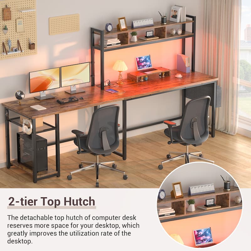 L-Shape Gaming Desk Wood Office Computer Table with Hutch and USB Port