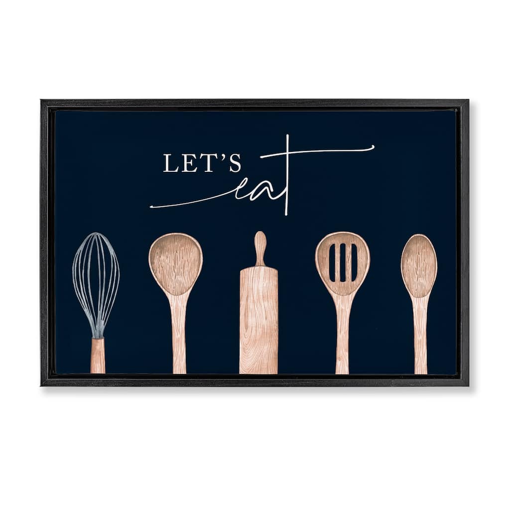 Stupell Let's Eat Kitchen Utensils Framed Floater Canvas Wall Art Design By Lux + Me Designs