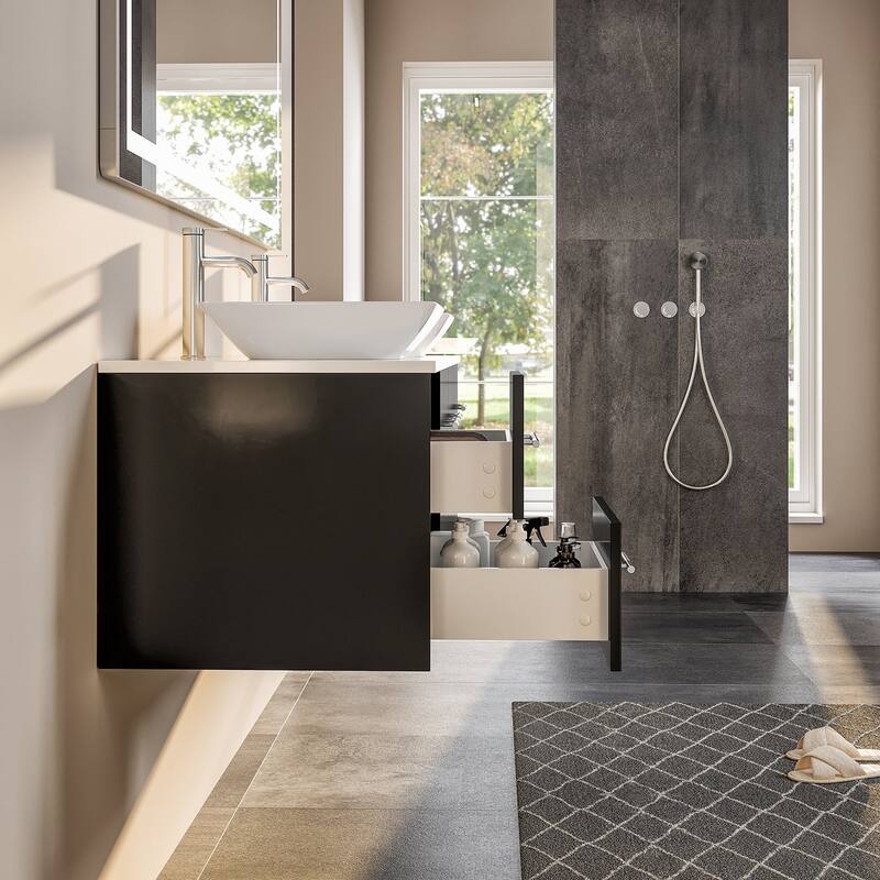 Totti Wave 60"W Espresso Bath Vanity with WH Quartz Top & Vessel Sink