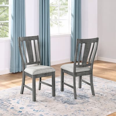 Best Quality Furniture Linen Upholstered Dining Chairs (Set of 2) - Rustic Light Gray - Chairs