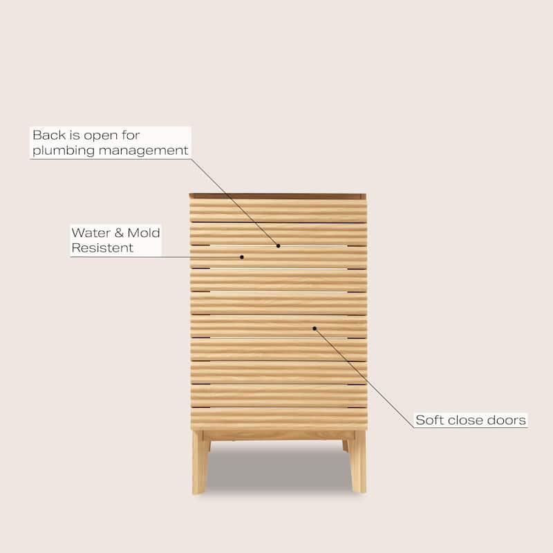 Javer Thin Linear Slat Modern Farmhouse 2-Shelf Bath Vanity Cabinet Only (Sink Basin not Included), by JONATHAN Y