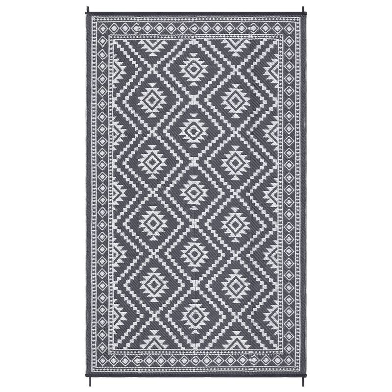 Outdoor Rugs Reversible Geometric Boho Plastic Straw Rug for Patio Camping Beach Deck Picnic Backyard