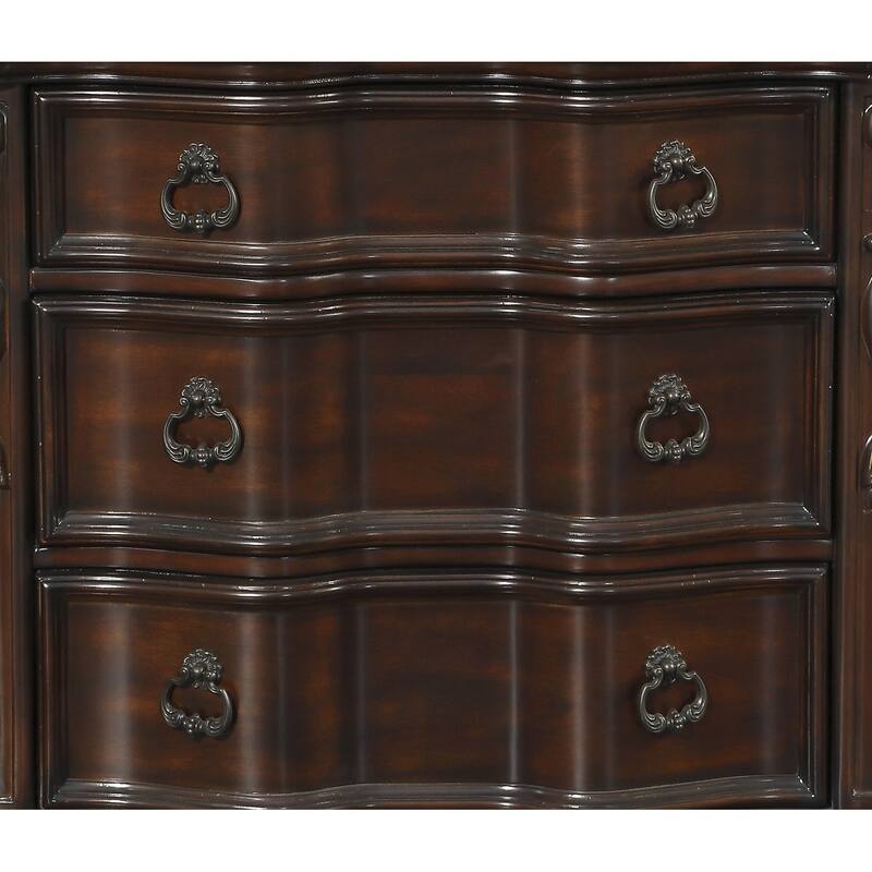 Wooden Nightstand with 3 Drawers in Royal Cherry Finish