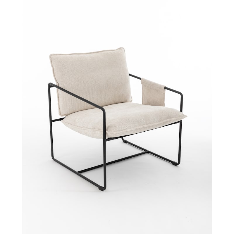 30.7" Arm Chair with Metal Frame and Gold Accents (Set of 2)
