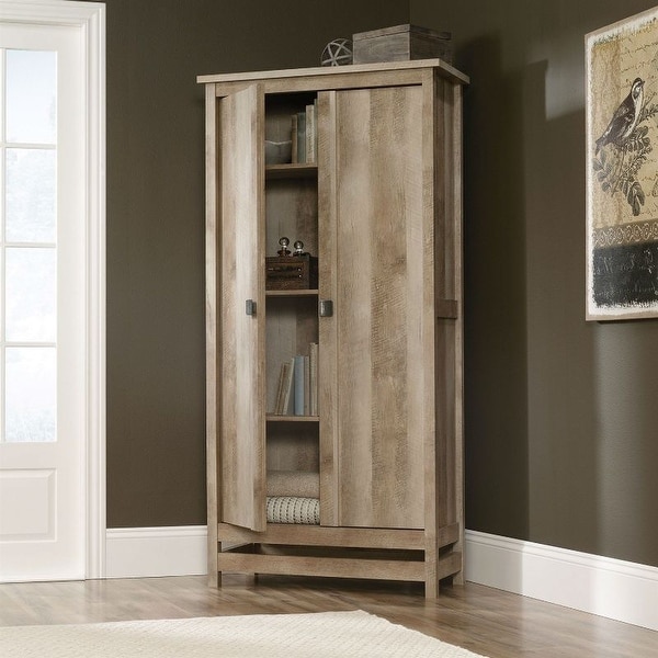 Cottage Style Wardrobe Armoire Storage Cabinet in Light Oak Wood