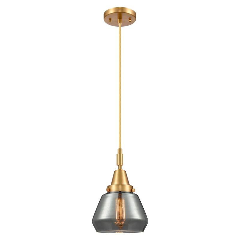 Innovations Lighting Downtown Urban - Caden Fulton - 1 Light 7" Cord Hung Mini Pendant - Satin Gold/Light Smoke Shade