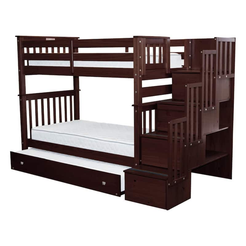 Taylor & Olive Trillium Tall Twin over Twin Stairway Bunk Bed, Trundle