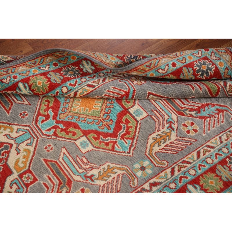 Grey Traditional Kazak Oriental Area Rug Handmade Wool Carpet - 4'0"x 6'0"