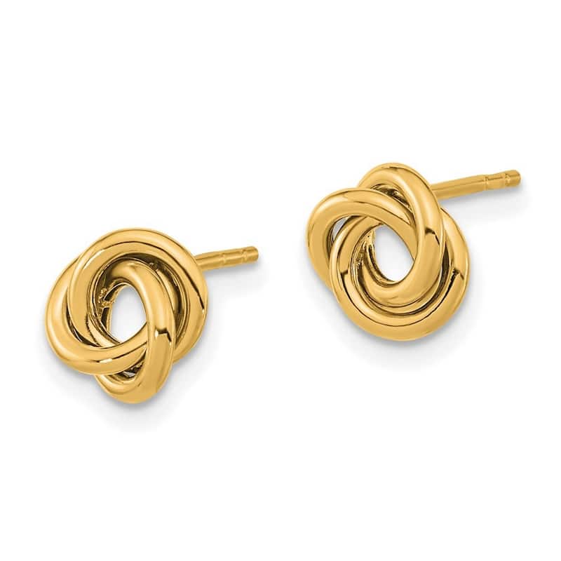 Curata 14k Yellow Gold 8mm Open Love Knot Post Earrings