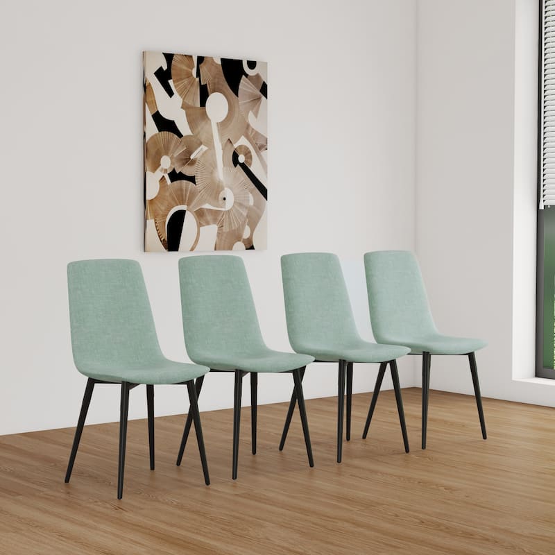 4 Piece Dining Chair Set Modern Kitchen Chairs with Black Metal Legs