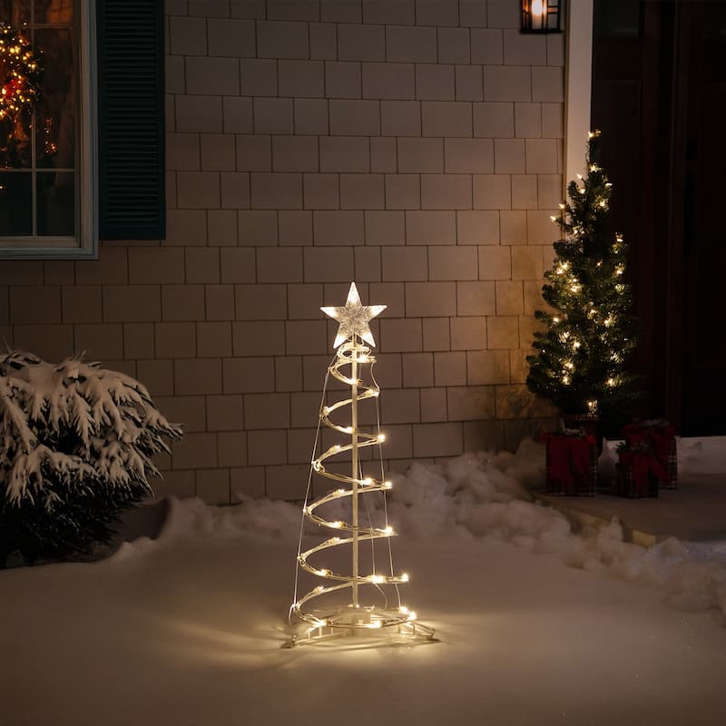 3ft LED Spiral Cone Tree Christmas Decoration Warm White Lights