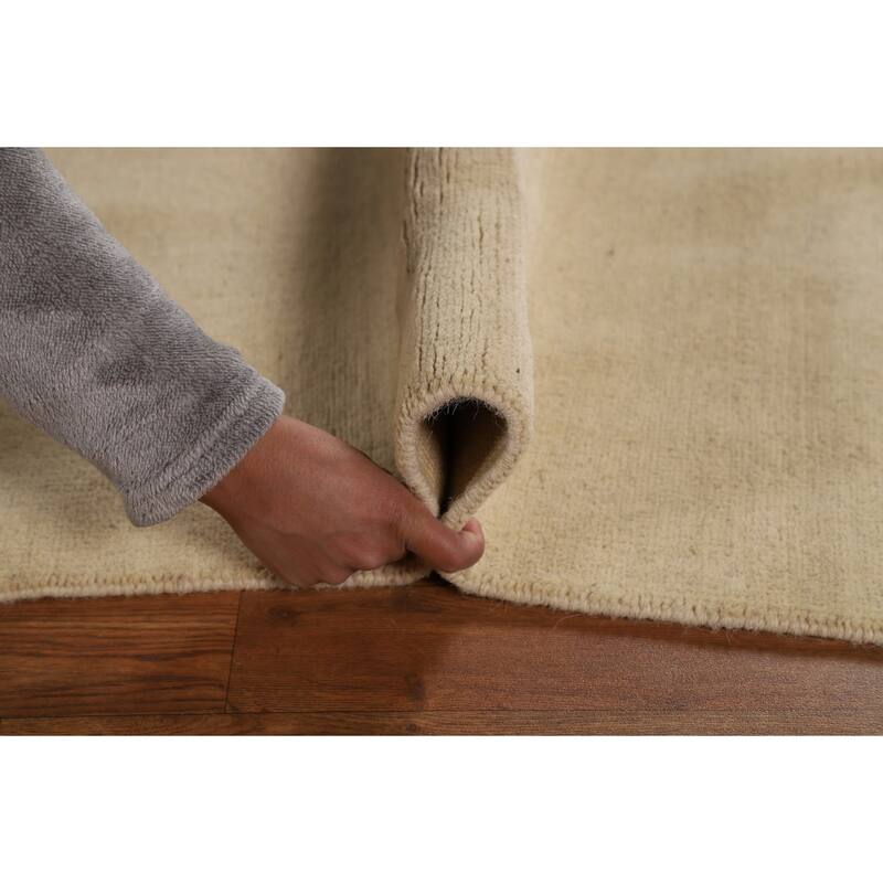 Solid Gabbeh Modern Accent Rug Hand-Knotted Wool Carpet - 4'1"x 5'8"