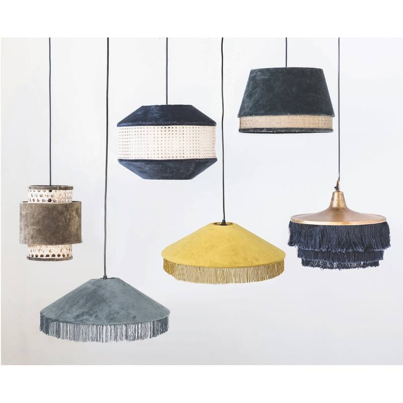 Mid Century Velvet Ceiling Light with Tassels